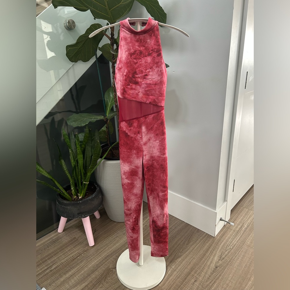 Red Tie-Dye Sleeveless Jumpsuit